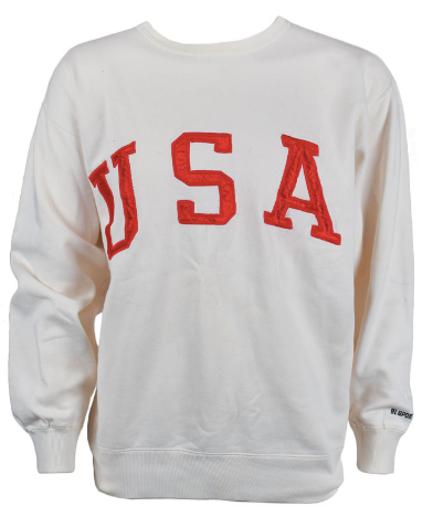 The cream-colored sweatshirt that sold for more than $7,500,