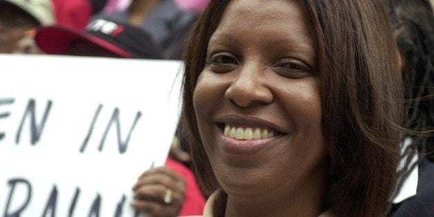 UNITED STATES - SEPTEMBER 28: Letitia James, the Working Families Party candidate for the seat of slain Brooklyn City Councilman James Davis, campaigns outside City Hall. (Photo by Todd Maisel/NY Daily News Archive via Getty Images)