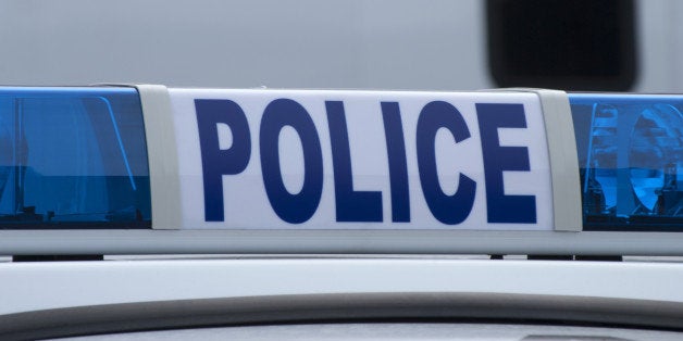 closeup of police car sign with ...