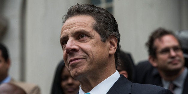 NEW YORK, NY - SEPTEMBER 16: New York Governor Andrew Cuomo speaks outside New York City Hall after New York City mayoral hopeful Bill Thompson conceded defeat to New York City Democratic mayoral candidate Bill De Blasio, on September 16, 2013 in New York City. Thompson and De Blasio both hoped to win the democratic cadidate position for New York City. While De Blasio had a majority lead in the primary vote with approximately 40% of the votes, Thompson had hoped that he could force a run off between the two. (Photo by Andrew Burton/Getty Images)