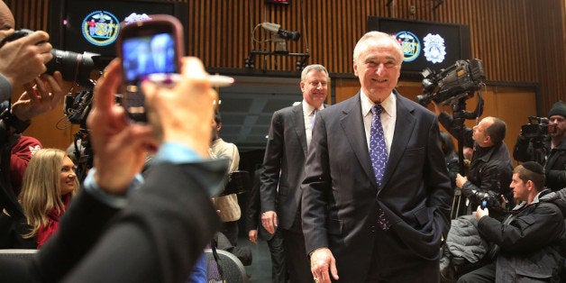 NEW YORK, NY - JANUARY 02: New York City Police Commissioner William Bratton walks into his first news conference with Mayor Bill de Blasio at One Police Plaza on January 2, 2014 in New York City. New York City, and much of New England, is preparing for a major winter snowstorm. (Photo by Spencer Platt/Getty Images)