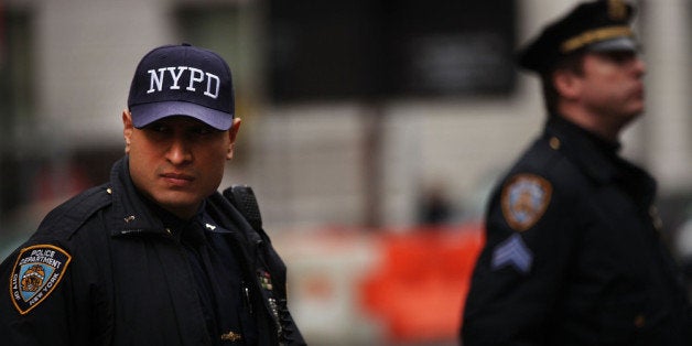 NEW YORK, NY - JANUARY 26: Members of the New York Police Department (NYPD) are viewed on January 26, 2012 in New York City. After New York City's police commissioner Raymond Kelly appeared in the film 'The Third Jihad' Muslim groups are asking him to step down. The groups say that the film they depicts Islam and its followers in a bad light. Approximately 20 activists held a news conference on the steps of City Hall criticizing Kelly for giving an interview to the producers of the film, which warns against the dangers of radical Islam. The film was shown to hundreds and maybe thousands of NYPD officers for training purposes. (Photo by Spencer Platt/Getty Images)