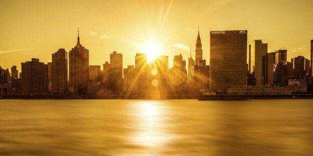 New York City Skyline at sunset. United States.