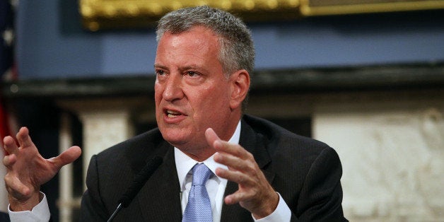 NEW YORK, NY - JULY 31: New York Mayor Bill de Blasio speaks at a roundtable discussion on police-community relations follow