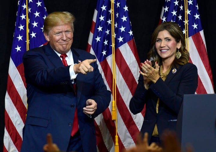 Krisi Noem, South Dakota's first female governor, campaigning with Trump