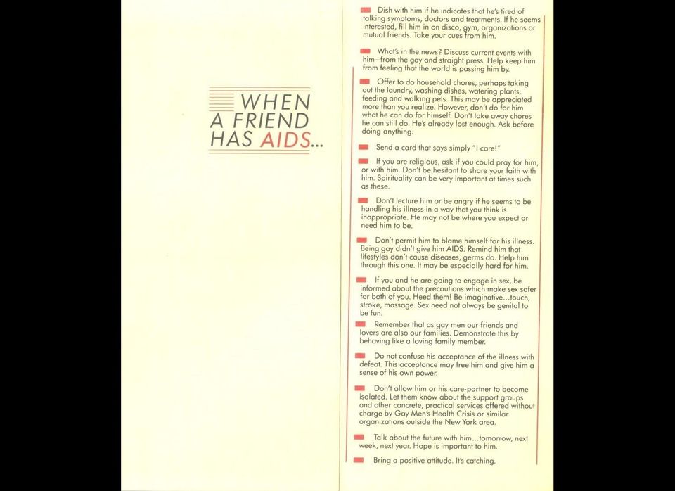"When a Friend has AIDS." GMHC pamphlet from 1984