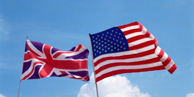 American and UK flags flying together