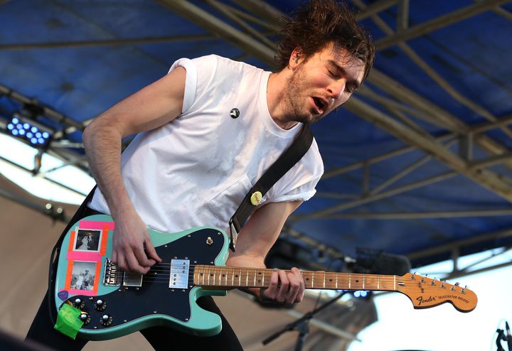 AUCKLAND, NEW ZEALAND - JANUARY 28: Brian King of Japandroids performs for fans at St Jerome's Laneway Festival 2013 at Silo Park on January 28, 2013 in Auckland, New Zealand. (Photo by Sandra Mu/Getty Images)