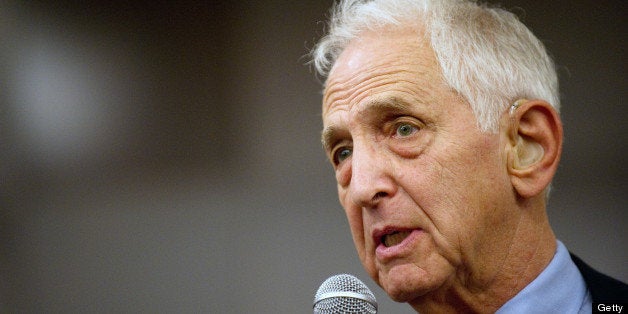 Daniel Ellsberg, Former US military analyst and the man behind a leak of US Pentagon documents to whistelbowing website Wikileaks, speaks on October 23, 2010 during a press conference at the Park Plaza hotel in central London. WikiLeaks' founder Julian Assange said today that hundreds of thousands of classified US military documents leaked by the website showed the 'truth' on the Iraq war. 'This disclosure is about the truth,' Assange told a news conference in London after WikiLeaks released 400,000 documents which give a grim snapshot of the Iraq war, including showing the abuse of Iraqi civilians by Iraqi security forces. AFP PHOTO / Leon Neal (Photo credit should read LEON NEAL/AFP/Getty Images)