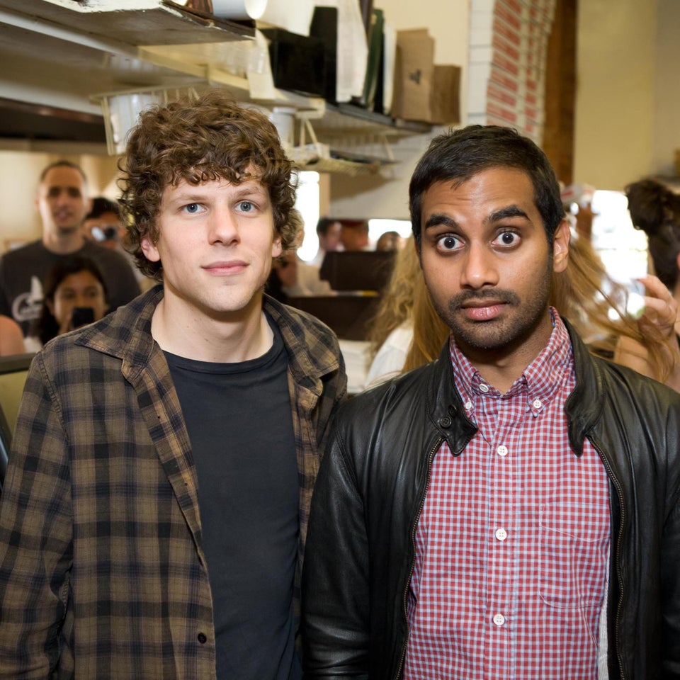 Jesse Eisenberg and Aziz Ansari at Goat Hill Pizza