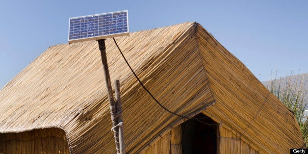 'Subject: The utilization of solar power for the reed houses of the Uros island on Lake TiticacaLocation: Lake Titicaca, Puno, Peru'