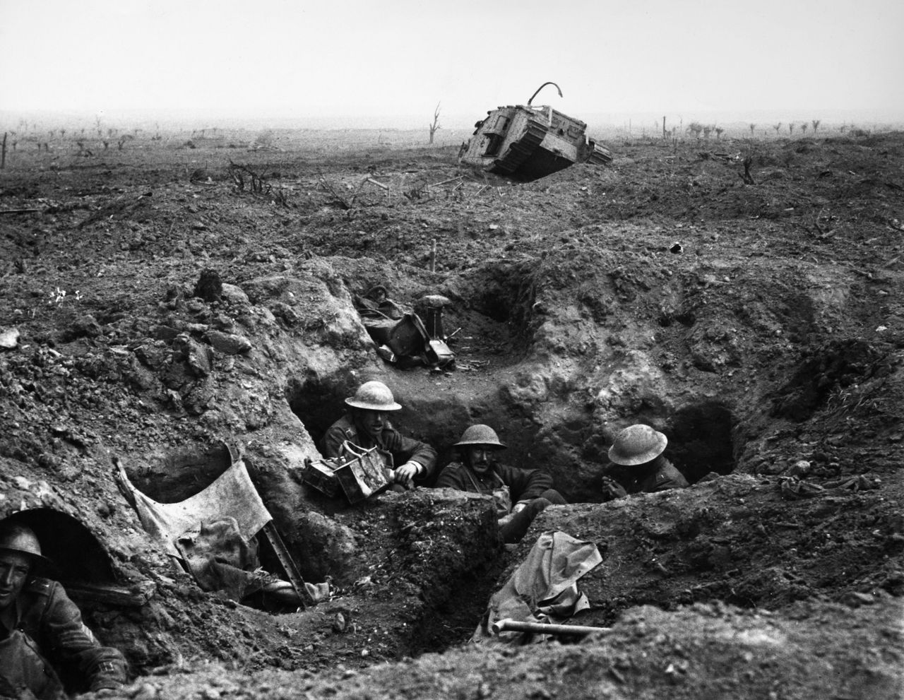 British troops in a trench at the Battle of Passchendaele on 22 September 1917