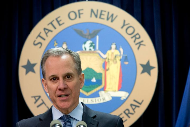In this Feb. 11, 2016, file photo, New York Attorney General Eric T. Schneiderman speaks during a news conference in New York. (AP Photo/Mary Altaffer, File)