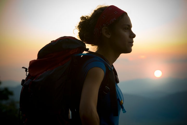 Hispanic teen backpacking in GA