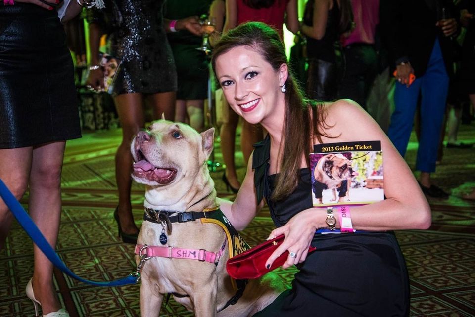 Jessica Ann Koontz With An Adoptable Puppy at Fashion For Paws 2013