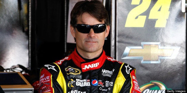 RICHMOND, VA - APRIL 26: Jeff Gordon, driver of the #24 Drive To End Hunger Chevrolet, stands in the garage during practice for the NASCAR Sprint Cup Series Toyota Owners 400 at Richmond International Raceway on April 26, 2013 in Richmond, Virginia. (Photo by Jeff Zelevansky/NASCAR via Getty Images)