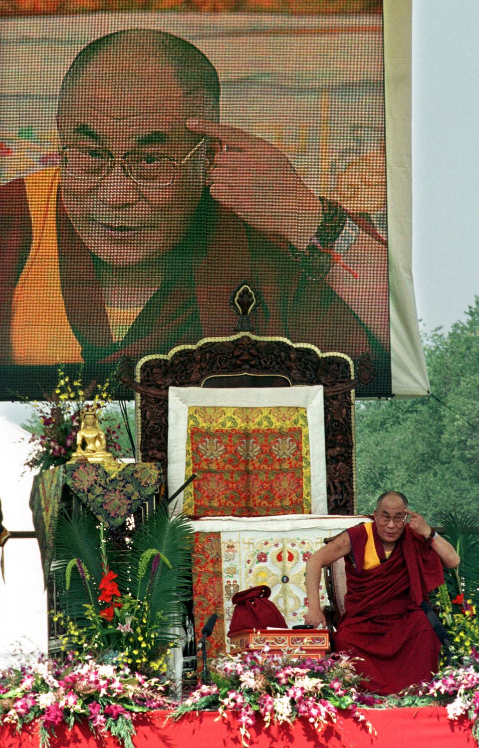 The Dalai Lama speaks during the Smithsonian Folklife Festival