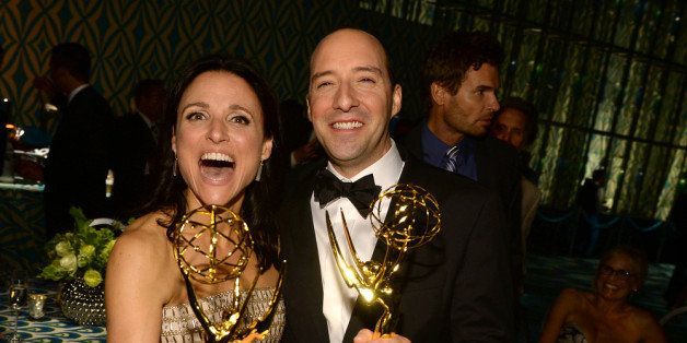 LOS ANGELES, CA - SEPTEMBER 22: Actress Julia Louis-Dreyfus, winner of the Best Lead Actress In A Comedy Seriers Award for 'Veep' and actor Tony Hale, winner of the Best Supporting Actor in a Comedy Series Award for 'Veep' attends HBO's Annual Primetime Emmy Awards Post Award Reception at The Plaza at the Pacific Design Center on September 22, 2013 in Los Angeles, California. (Photo by Michael Buckner/Getty Images)
