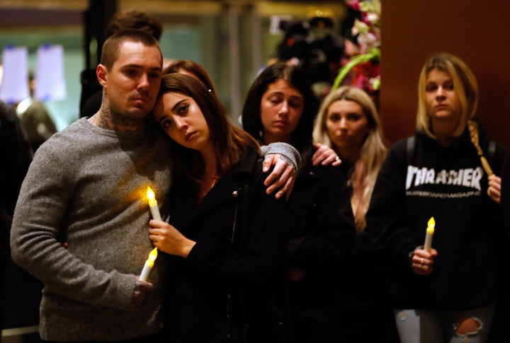 Mourners attend a vigil in Thousand Oaks, California, for the victims of the mass shooting.