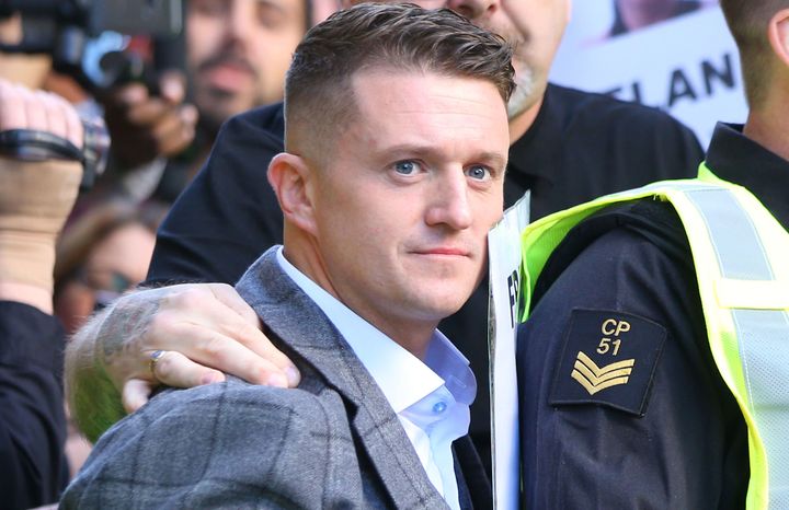 Tommy Robinson, whose real name is Stephen Yaxley-Lennon, is currently banned from entering America. 