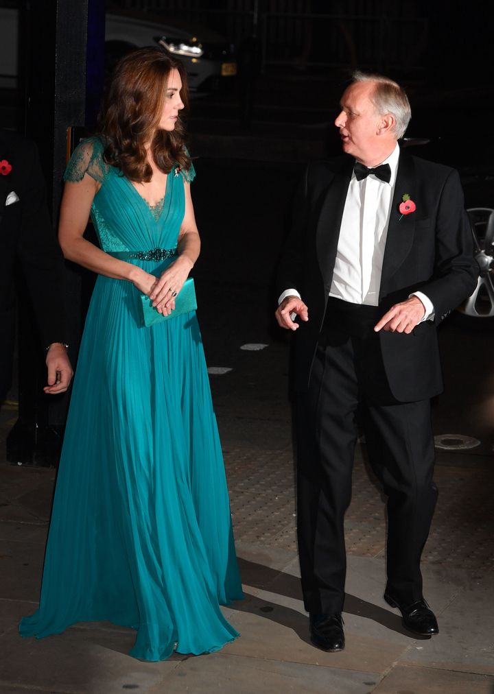 The Duchess of Cambridge talks with the chief executive of Tusk, Charles Mayhew.