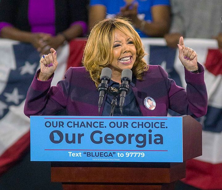 Lucy McBath speaks during a rally for Democratic gubernatorial candidate Stacey Abrams at Morehouse College in Atlanta on Nov. 2. McBath beat Republican incumbent Karen Handel in a tight race in Georgia's 6th Congressional District.