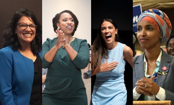 New Democratic congresswomen: Rashida Tlaib in Michigan, Ayanna Pressley in Massachusetts, Alexandria Ocasio-Cortez in New Yo