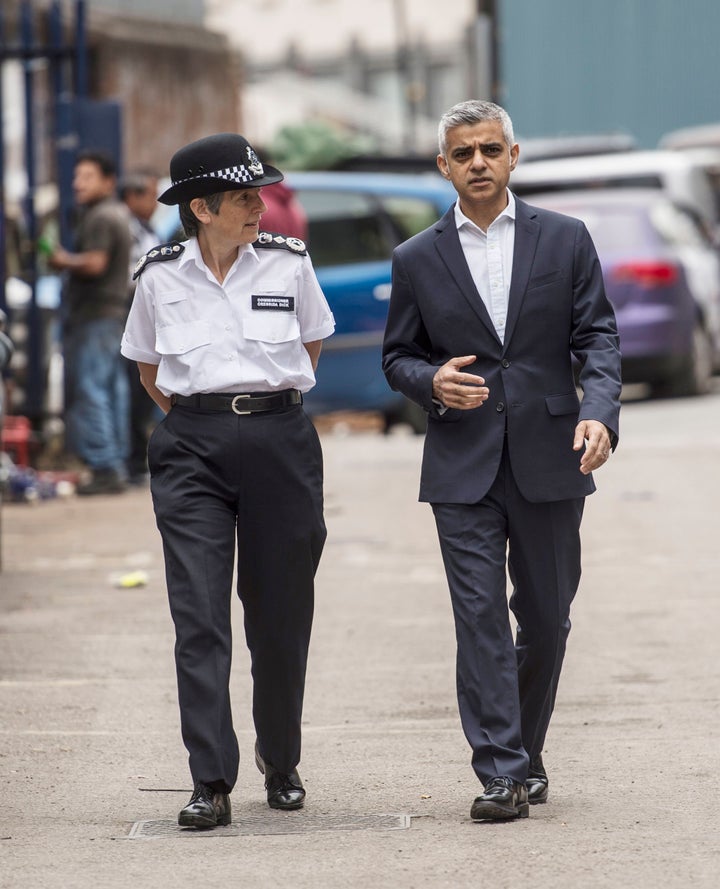 <strong>Cressida Dick, Metropolitan Police Commissioner, and Mayor of London Sadiq Khan</strong>