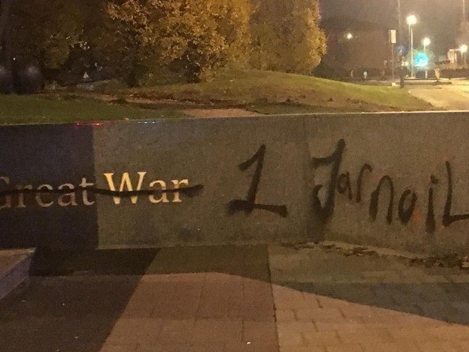 Racially aggravated graffitti was daubed on . a statue of a Sikh soldier