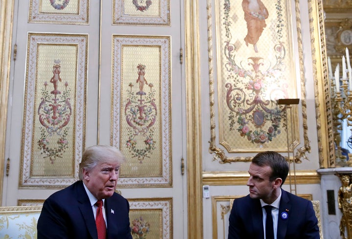 U.S. President Donald Trump meeting with French President Emmanuel Macron on Saturday.