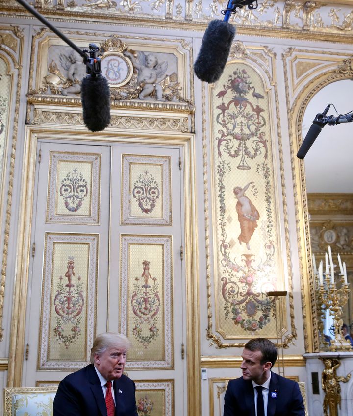 U.S. President Donald Trump meeting with French President Emmanuel Macron on Saturday.