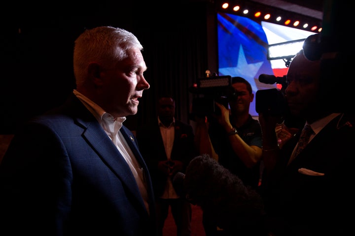 Rep. Pete Sessions (R-Texas) speaks to the media after conceding his House race to Democratic civil rights lawyer Colin Allred on Nov. 6, 2018.