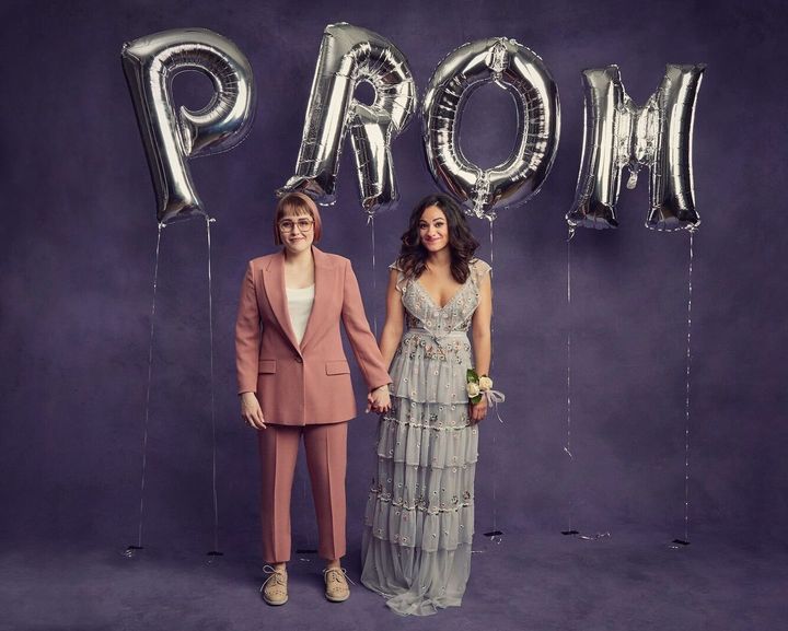 In Broadway's "The Prom," Caitlin Kinnunen and Isabelle McCalla portray a lesbian teen couple forbidden from attending their prom together. 