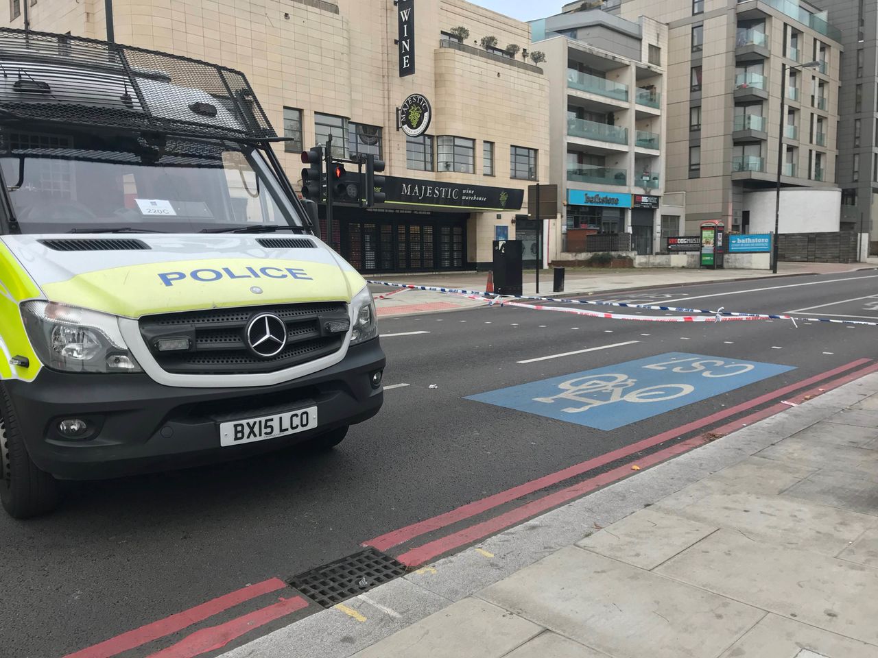 A police cordon near to the scene where a 17-year-old boy died after being stabbed outside Clapham South Tube Station in south west London