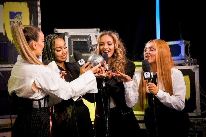 Little Mix backstage at the EMAs earlier this month