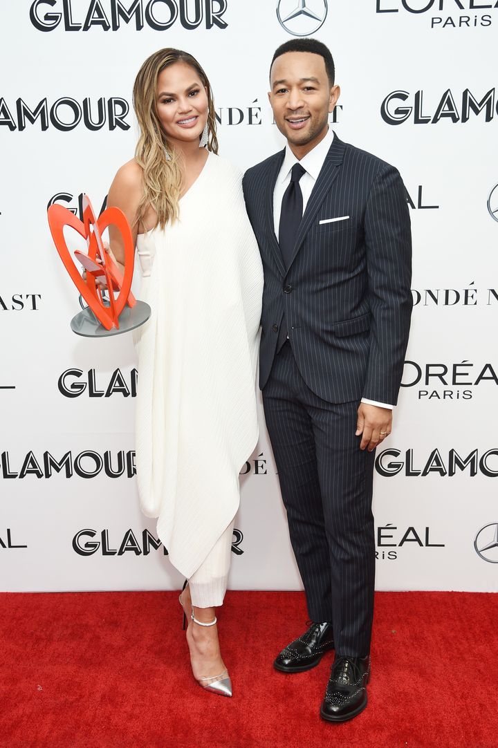 Chrissy Teigen and John Legend attend the 2018 Glamour Women Of The Year Awards Monday night in New York.