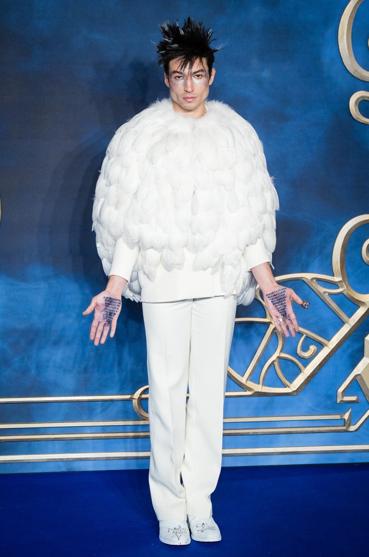 Ezra Miller at the "Fantastic Beasts: Crimes of Grindelwald" premiere. 