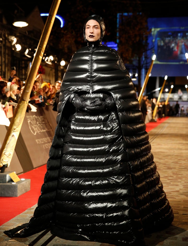 Ezra Miller poses at the world premiere of the film "Fantastic Beasts: The Crimes of Grindelwald" in Paris on Nov. 8, 2018.