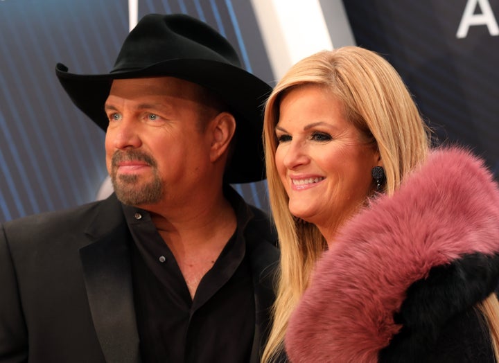 Garth Brooks and Trisha Yearwood arrive Wednesday at the Country Music Association Awards in Nashville.