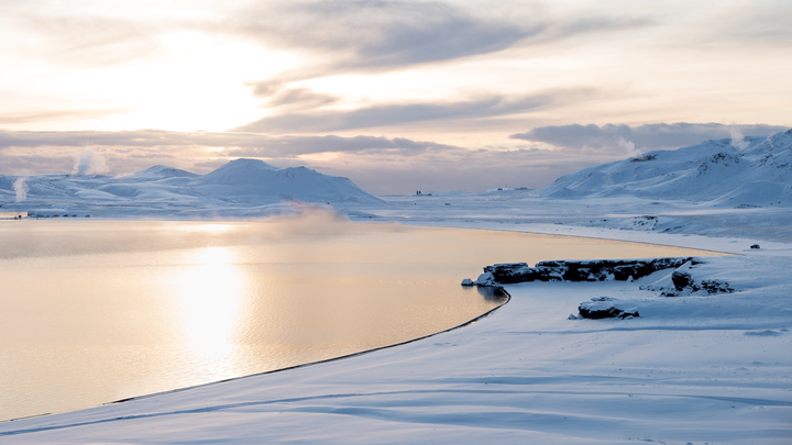 Snow-drenched Icelandic mountains 