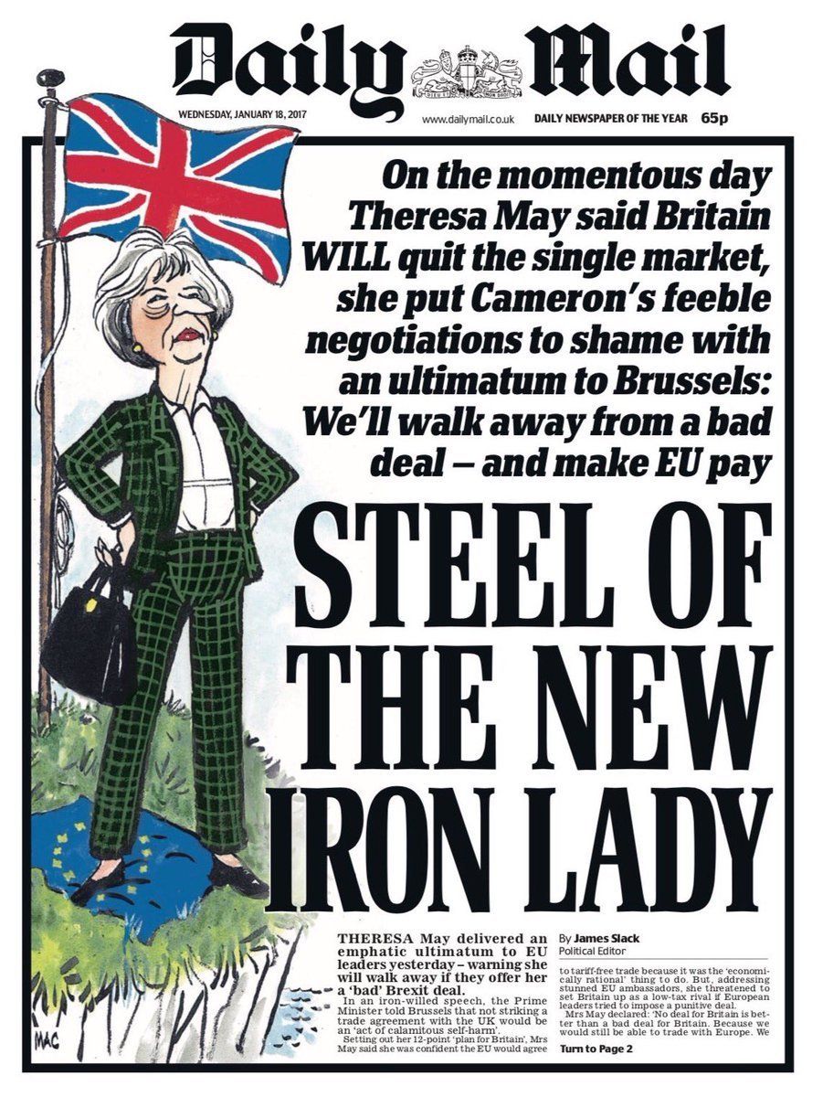 The Daily Mail had declared Theresa May 'the new Iron Lady'.