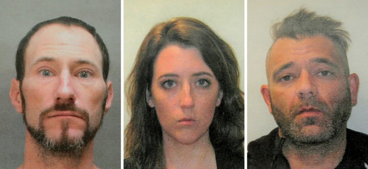 This November 2018 combination of photos provided by the Burlington County Prosecutor's Office shows Johnny Bobbitt, Katelyn McClure and Mark D'Amico.