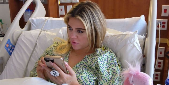 Khloe Kardashian pictured after giving birth to her daughter, True, in April.