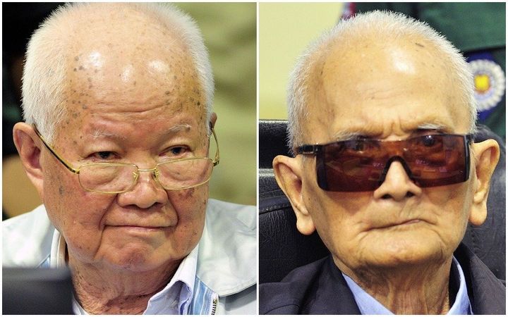 Former Khmer Rouge head of state Khieu Samphan, left, and former Khmer Rouge leader "Brother Number Two" Nuon Chea were found guilty of genocide on Friday.