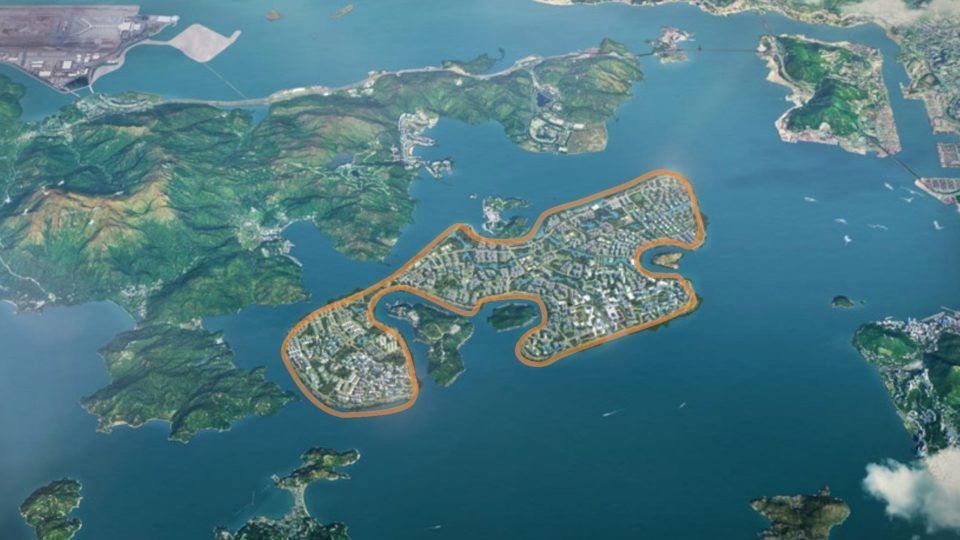 Rendering of Carrie Lam's proposed artificial islands plan.