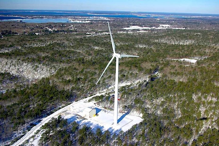 A wind turbine powering the Otis Air National Guard base on Cape Cod, Massachusetts.