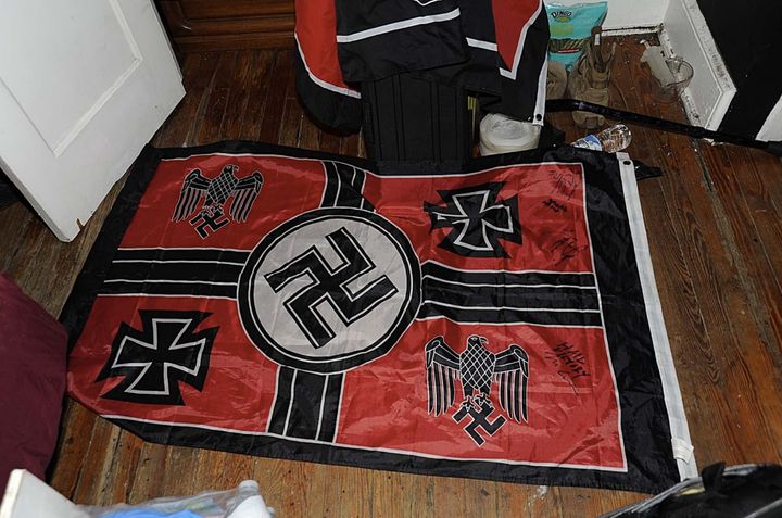 A Nazi flag found inside the Clark home. 