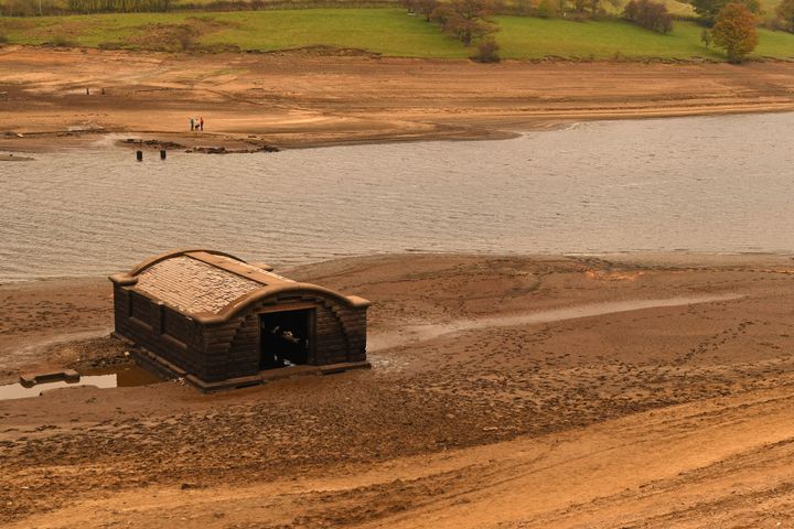 The pump house from Derwent village, flooded to create the reservoir in 1943.