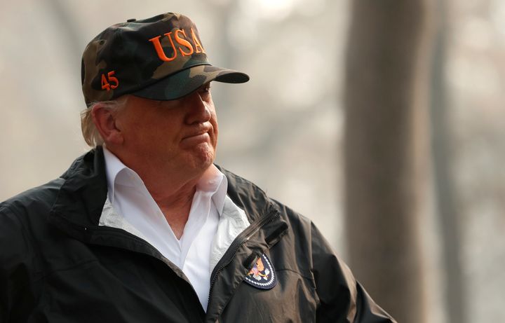 President Donald Trump visted the Skyway Villa Mobile Home and RV Park, a neighborhood recently destroyed by the Camp Fire, in Paradise, California, on Saturday.