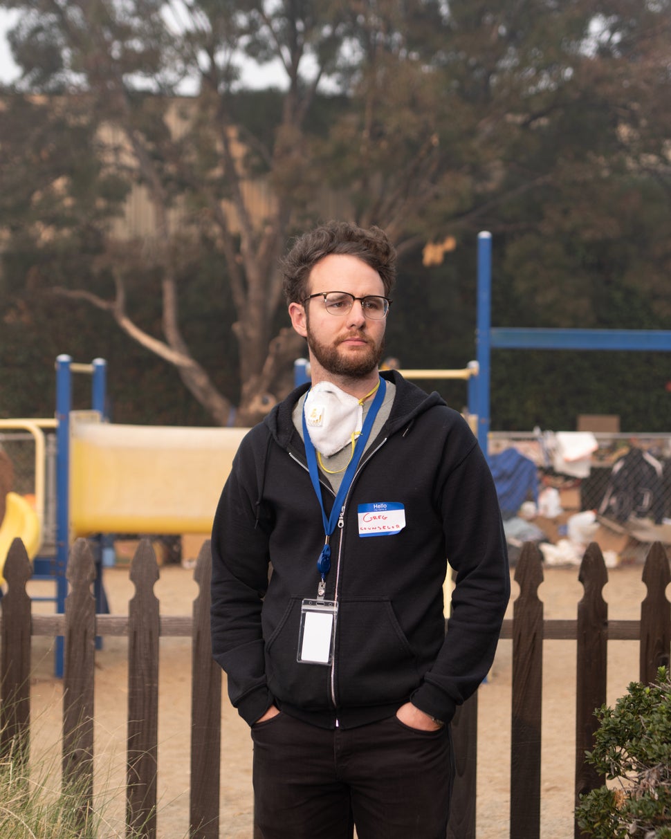 Greg Shafer, a behavioral health counselor with Butte County, does welfare checks on East Ave Shelter evacuees. 